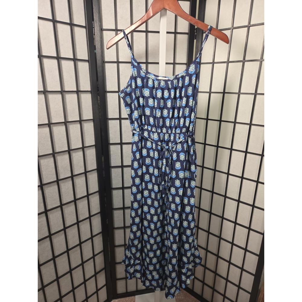 J.Crew Block Print Tie Waist Ruffle Midi Dress Size 4